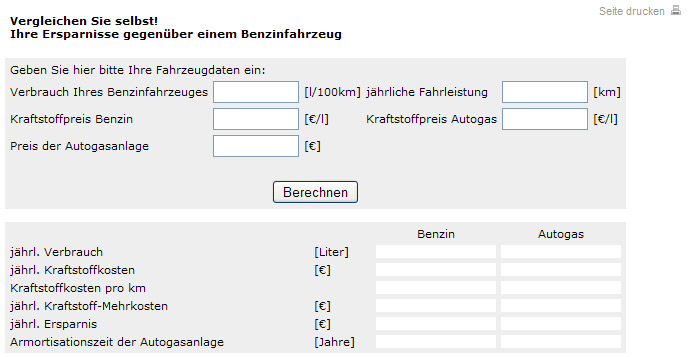 Kraftstoffvergleichrechner